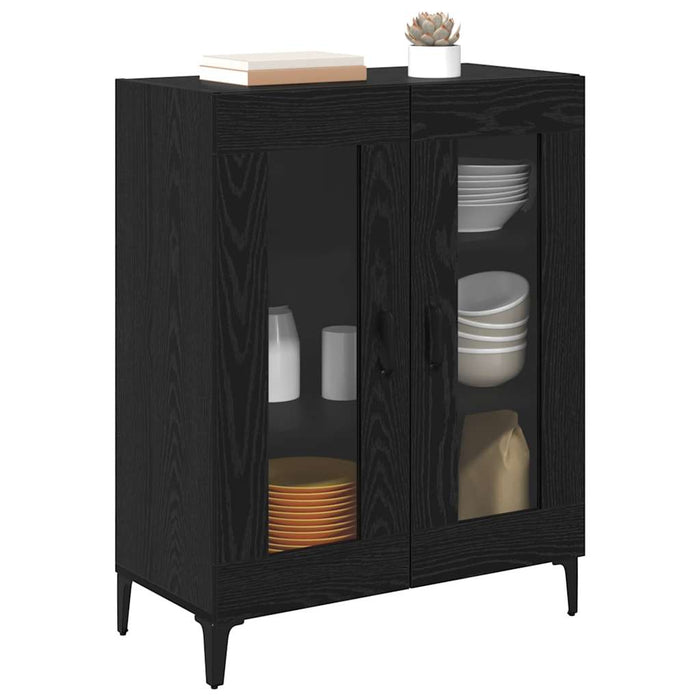 Bufet Stejar Negru 69,5 x 34 x 90 cm Lemn Ingineresc și Fier - WALTI WALTI