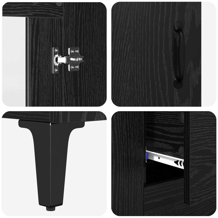 Bufet Stejar Negru 69,5 x 34 x 90 cm Lemn Ingineresc și Fier - WALTI WALTI