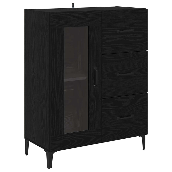 Bufet Stejar Negru 69,5 x 34 x 90 cm Lemn Ingineresc și Fier - WALTI WALTI