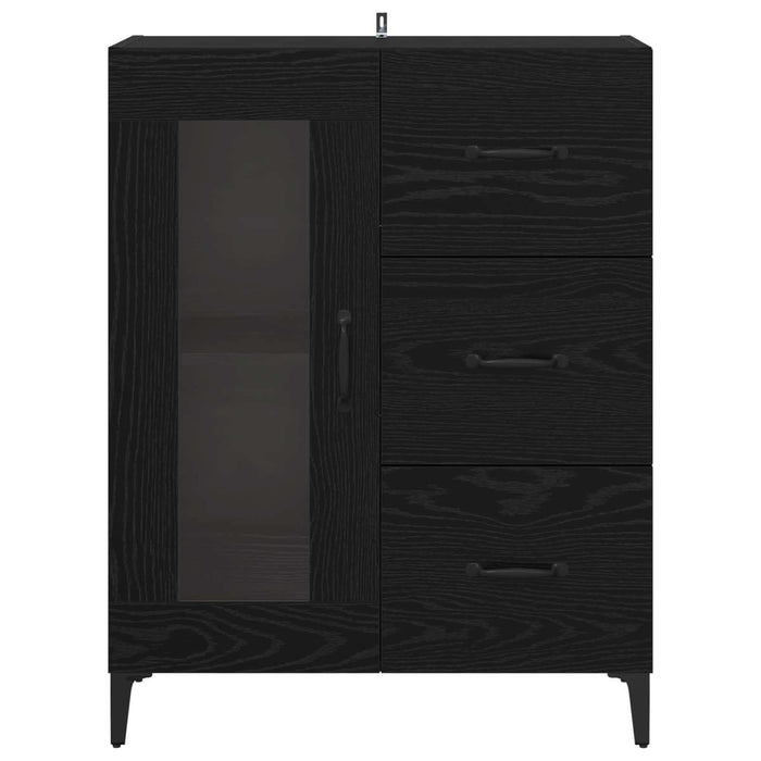 Bufet Stejar Negru 69,5 x 34 x 90 cm Lemn Ingineresc și Fier - WALTI WALTI