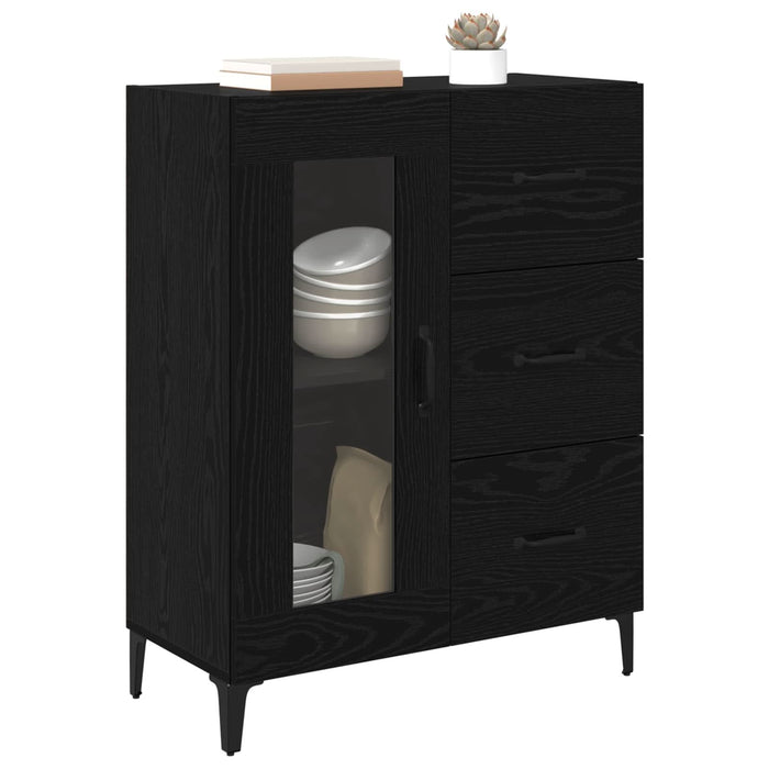 Bufet Stejar Negru 69,5 x 34 x 90 cm Lemn Ingineresc și Fier - WALTI WALTI