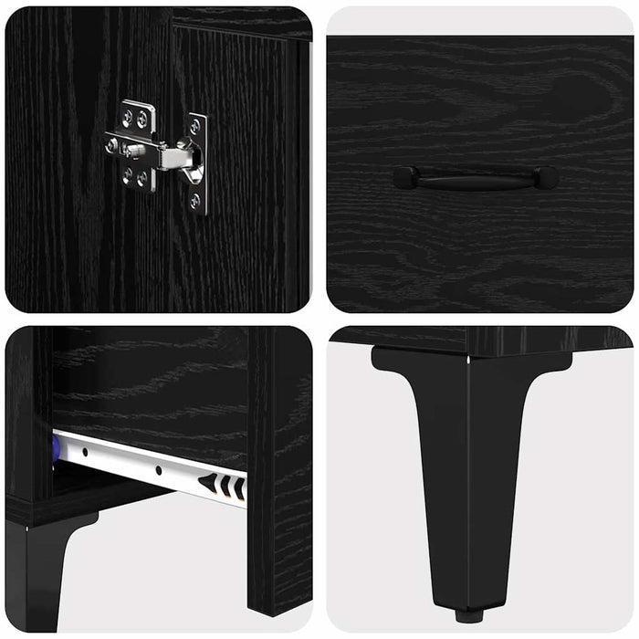 Bufet Stejar Negru 70 x 31 x 115 cm Lemn Ingineresc și Fier - WALTI WALTI