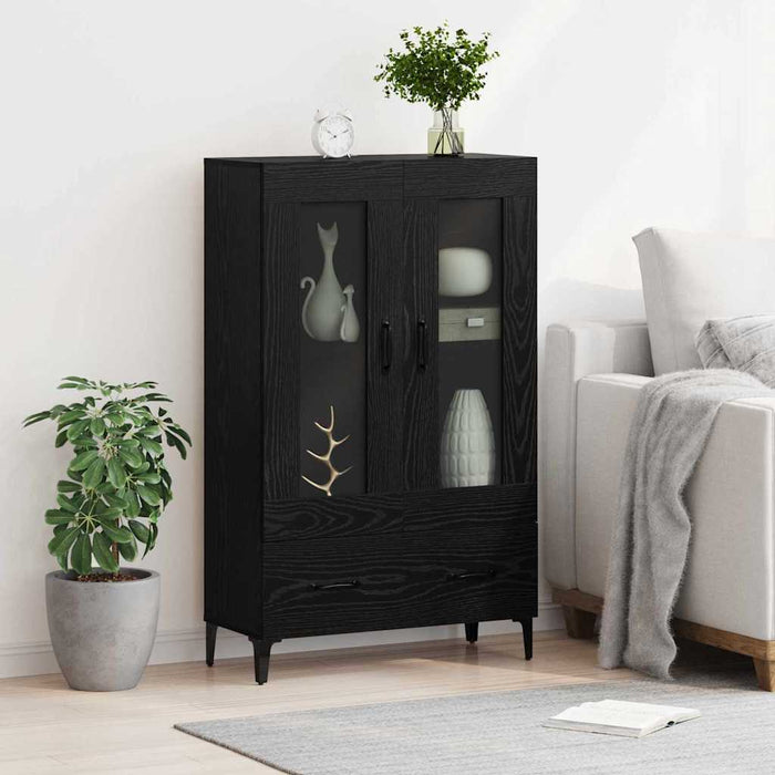 Bufet Stejar Negru 70 x 31 x 115 cm Lemn Ingineresc și Fier - WALTI WALTI