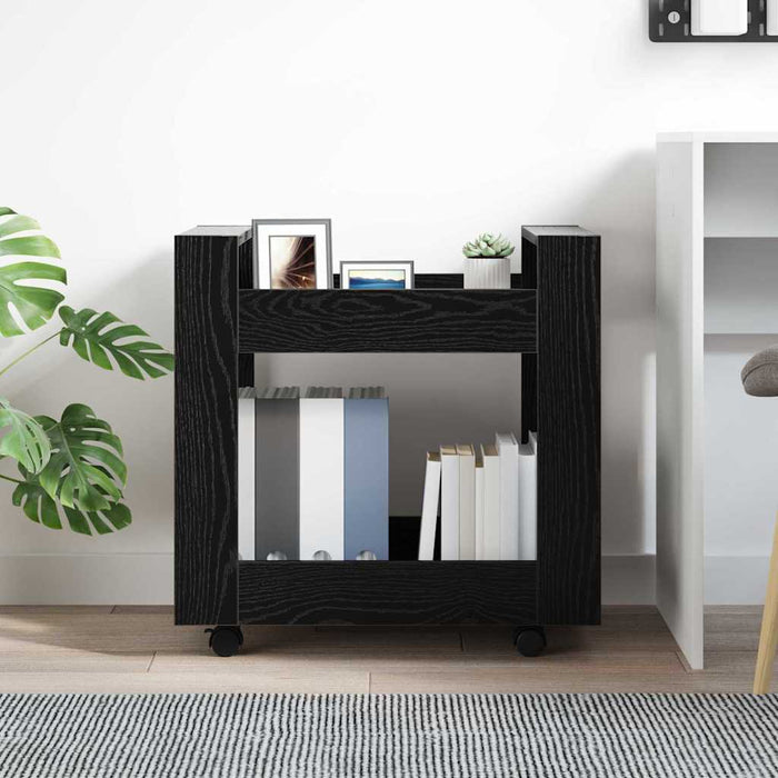 Cărucior Birou Stejar Negru 60 x 45 x 60 cm Lemn compozit - WALTI WALTI