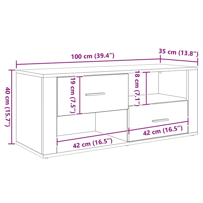Cabinet TV Stejar Artizanal 100 x 35 x 40 cm Lemn compozit - WALTI WALTI