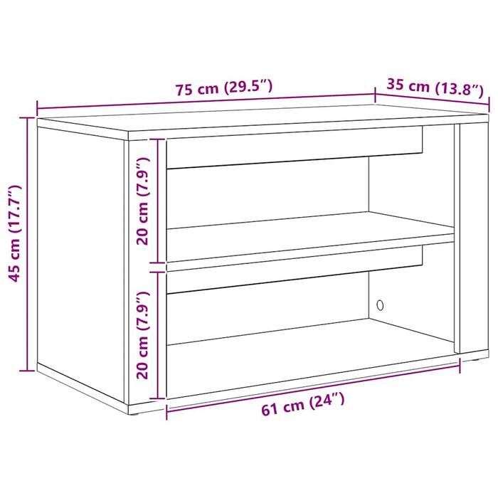 Raft pentru încălțăminte cu raft Lemn vechi 75 x 35 x 45 cm - WALTI WALTI