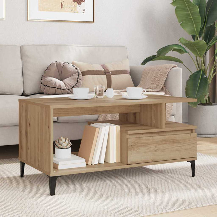 Masă de cafea Stejar Artizanal 90 x 49 x 45 cm Lemn compozit - WALTI WALTI