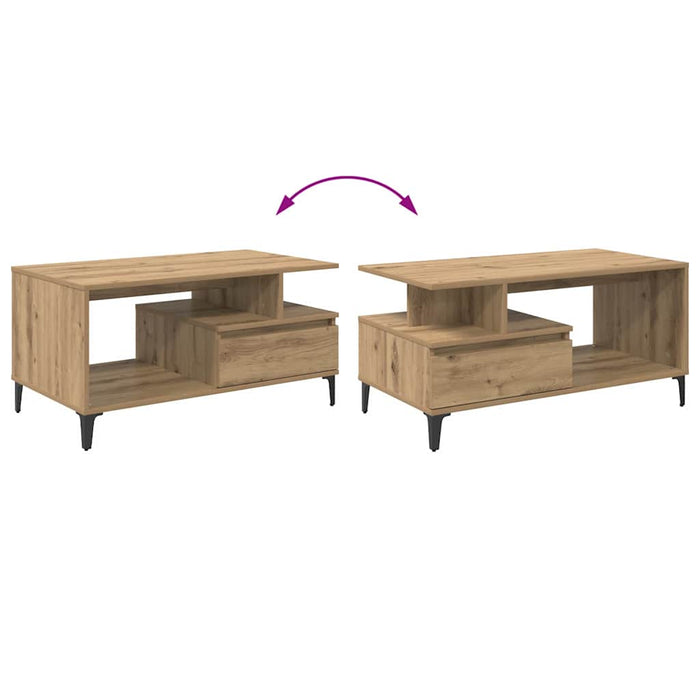 Masă de cafea Stejar Artizanal 90 x 49 x 45 cm Lemn compozit - WALTI WALTI