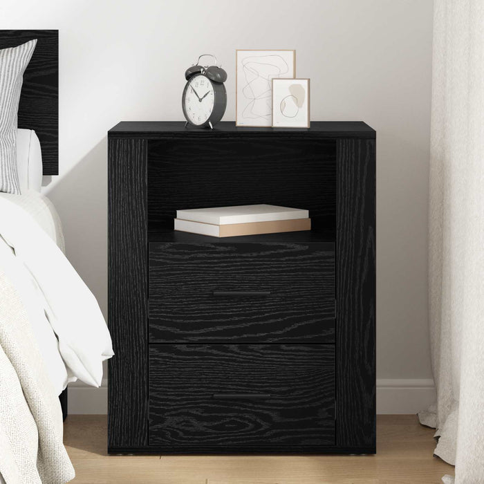 Dulap de noapte Stejar Negru 35 x 50 x 60 cm Lemn compozit - WALTI WALTI