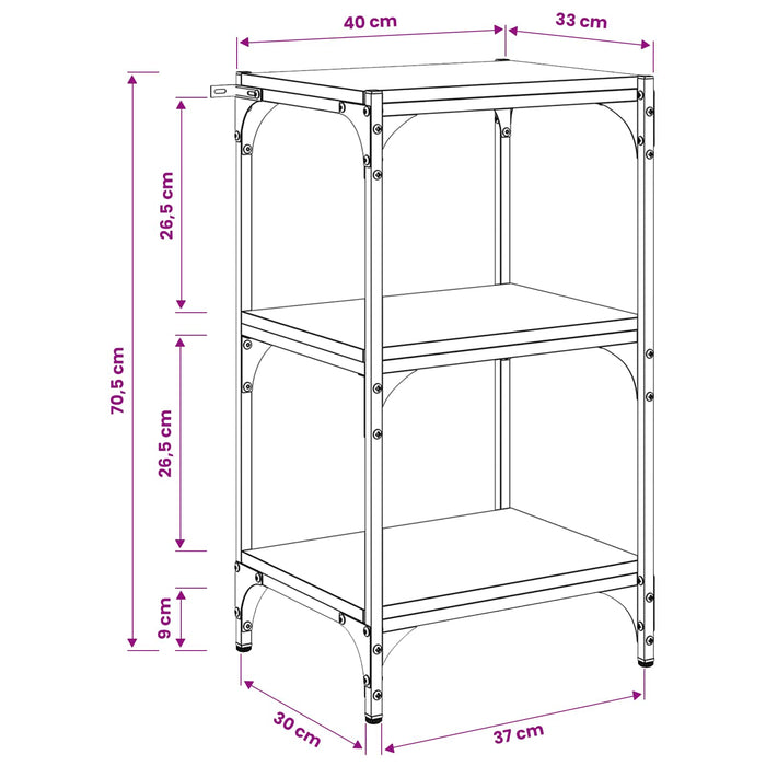 Dulap pentru cărți 3 niveluri 40 x 33 x 70,5 cm - WALTI WALTI