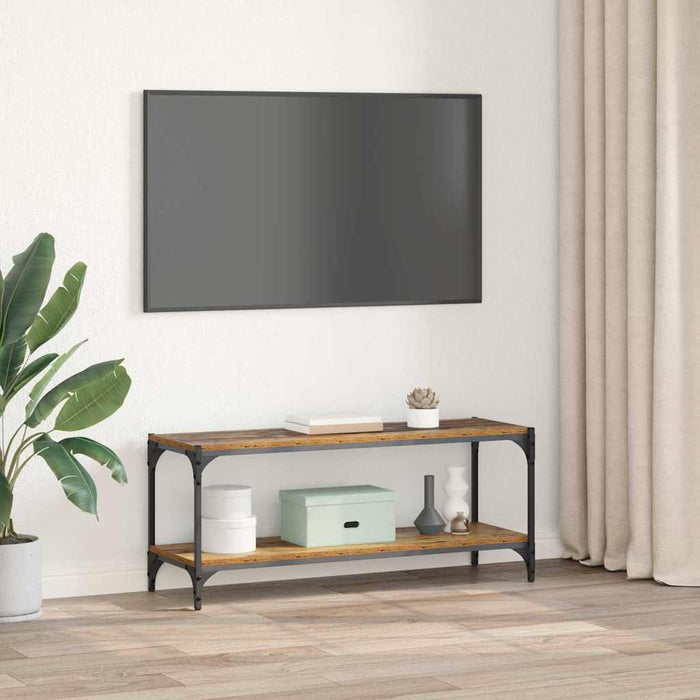 Cabinet TV Lemn Vechi 100x33x41cm Lemn Ingineresc și Fier - WALTI WALTI