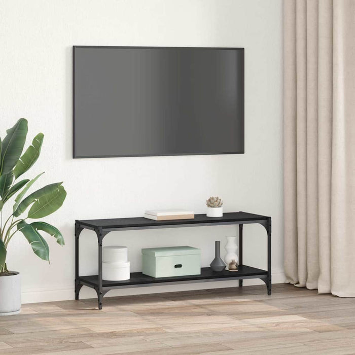 Cabinet TV Stejar Negru 100x33x41cm Lemn Ingineresc și Fier - WALTI WALTI