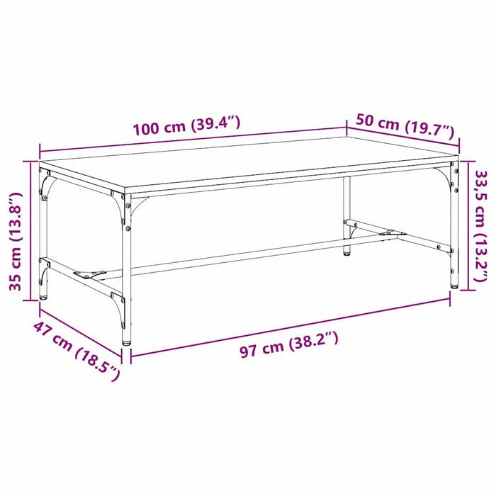 Masă de cafea Stejar Artizanal 100 x 50 x 35 cm Lemn compozit - WALTI WALTI