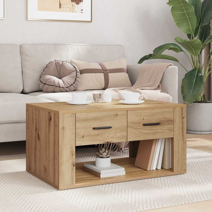 Masă de cafea Stejar Artizanal 80 x 50 x 40 cm Lemn compozit - WALTI WALTI