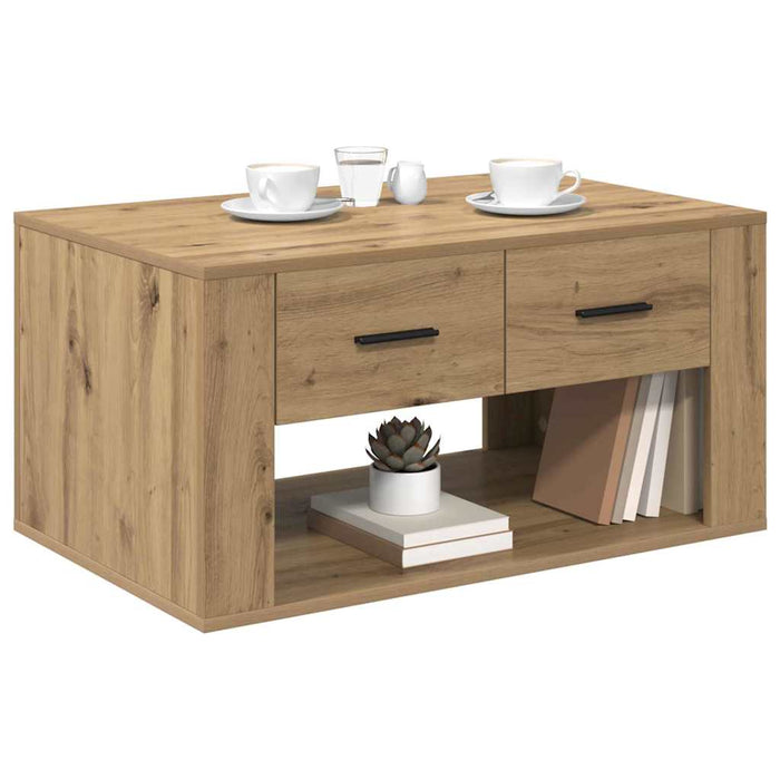 Masă de cafea Stejar Artizanal 80 x 50 x 40 cm Lemn compozit - WALTI WALTI