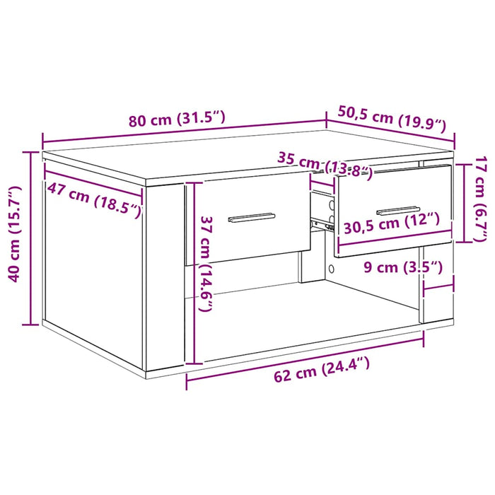 Masă de cafea Stejar Negru 80 x 50 x 40 cm Lemn compozit - WALTI WALTI