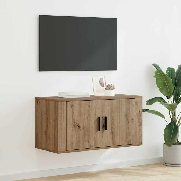 Dulap TV montat pe perete stejar artizanal 80 x 34.5 x 40 cm - WALTI WALTI