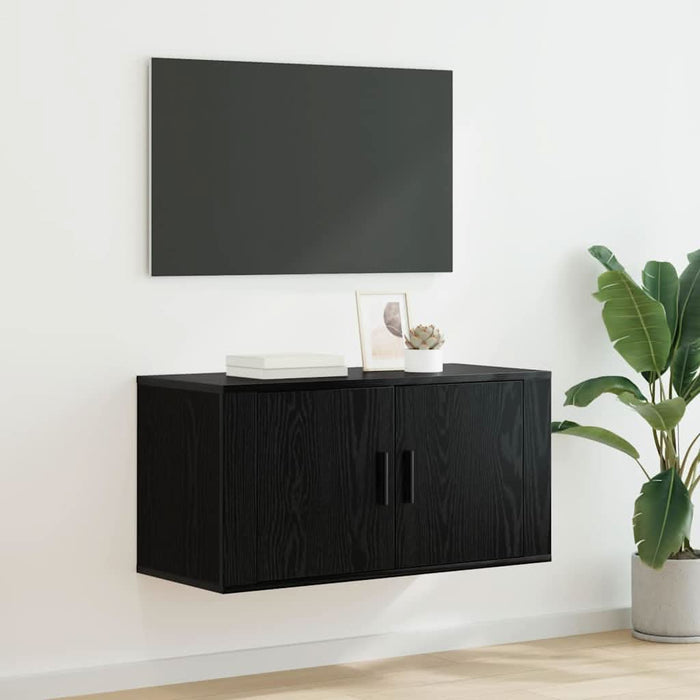 Dulap TV montat pe perete Stejar negru 80 x 34.5 x 40 cm - WALTI WALTI
