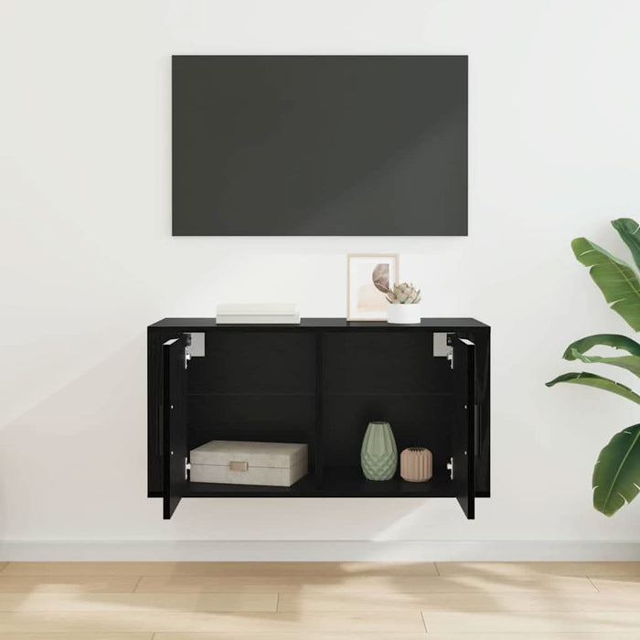 Dulap TV montat pe perete Stejar negru 80 x 34.5 x 40 cm - WALTI WALTI
