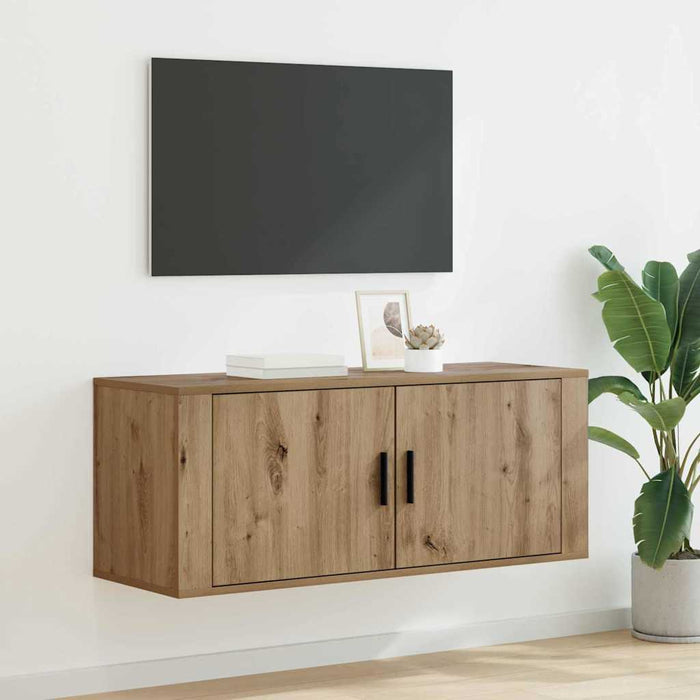Dulap TV montat pe perete Stejar Artizanal 100 x 34,5 x 40 cm - WALTI WALTI