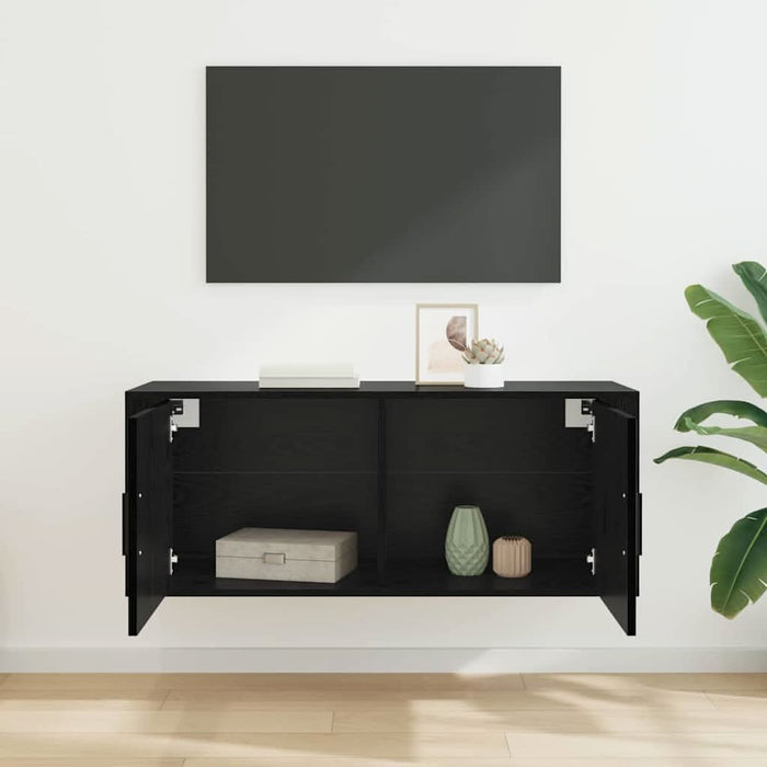 Dulap TV montat pe perete Stejar Negru 100 x 34,5 x 40 cm - WALTI WALTI