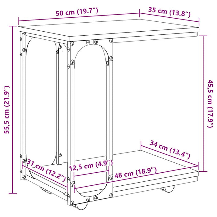 Masă laterală Stejar Negru 50 x 35 x 55.5 cm Lemn compozit - WALTI WALTI