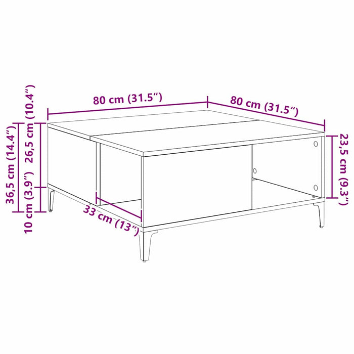 Masă de cafea Stejar Artizanal 80 x 80 x 36,5 cm Lemn compozit - WALTI WALTI