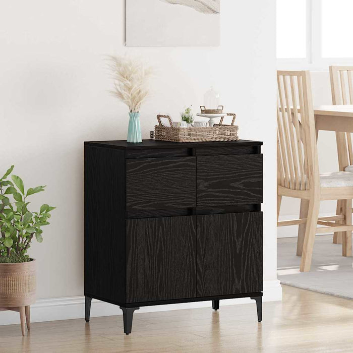 Bufet Stejar Negru 60 x 35 x 70 cm Lemn Ingineresc și Fier - WALTI WALTI