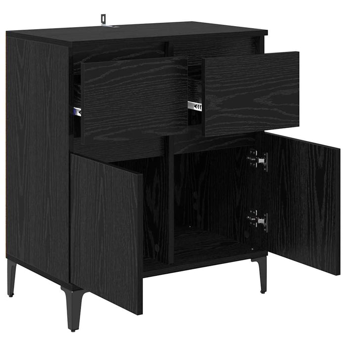 Bufet Stejar Negru 60 x 35 x 70 cm Lemn Ingineresc și Fier - WALTI WALTI