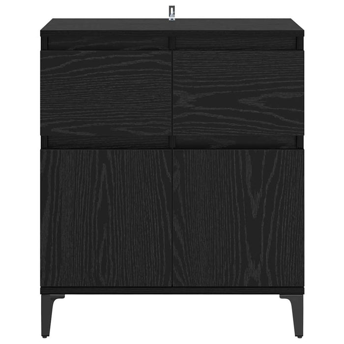 Bufet Stejar Negru 60 x 35 x 70 cm Lemn Ingineresc și Fier - WALTI WALTI