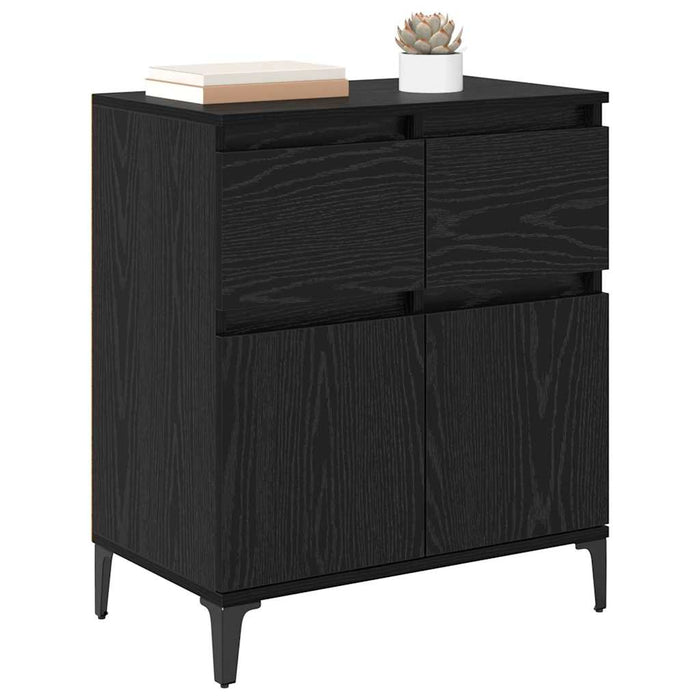 Bufet Stejar Negru 60 x 35 x 70 cm Lemn Ingineresc și Fier - WALTI WALTI