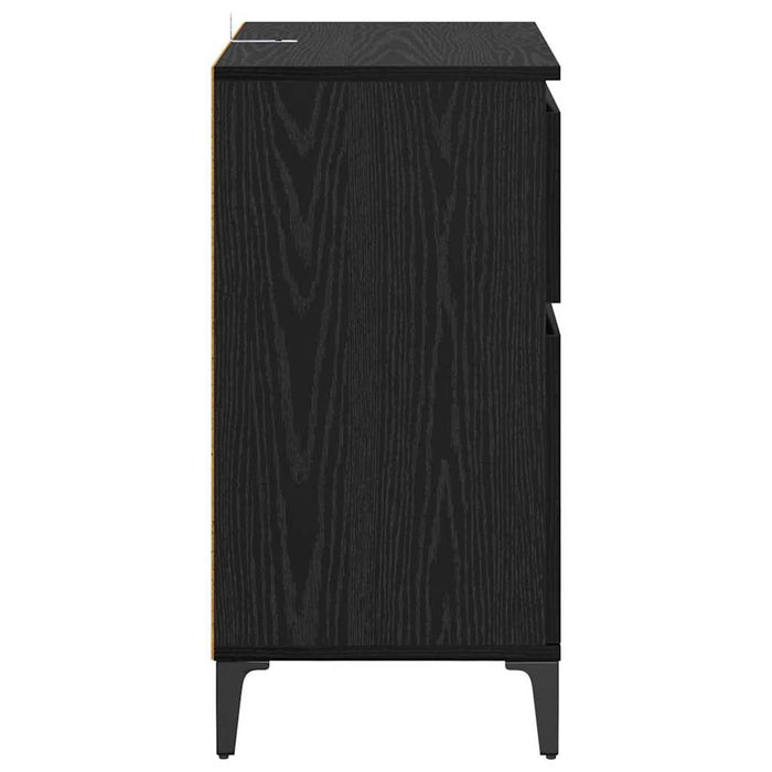 Bufet Stejar Negru 60 x 35 x 70 cm Lemn Ingineresc și Fier - WALTI WALTI