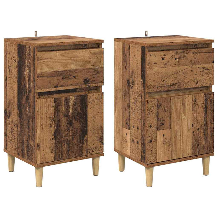 Dulap de noapte 2 pcs Lemn vechi 40 x 35 x 70 cm Lemn compozit - WALTI WALTI