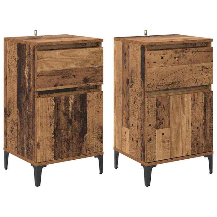 Dulap de noapte 2 pcs Lemn vechi 40 x 35 x 70 cm Lemn compozit - WALTI WALTI