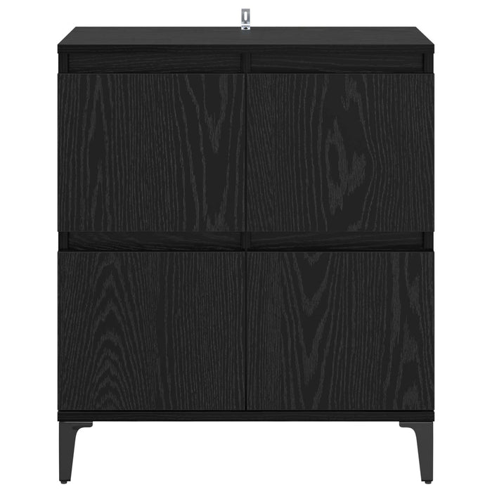 Bufet Stejar Negru 60 x 35 x 70 cm Lemn Ingineresc și Fier - WALTI WALTI