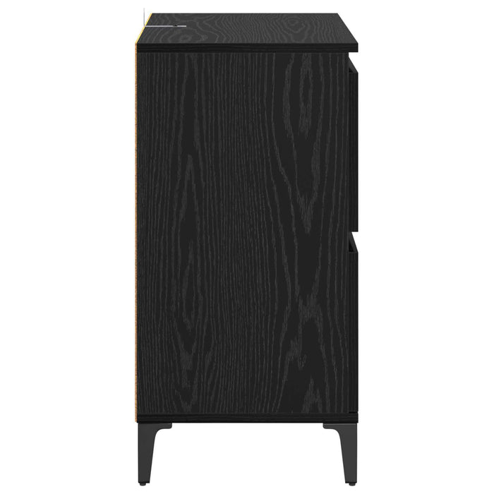 Bufet Stejar Negru 60 x 35 x 70 cm Lemn Ingineresc și Fier - WALTI WALTI