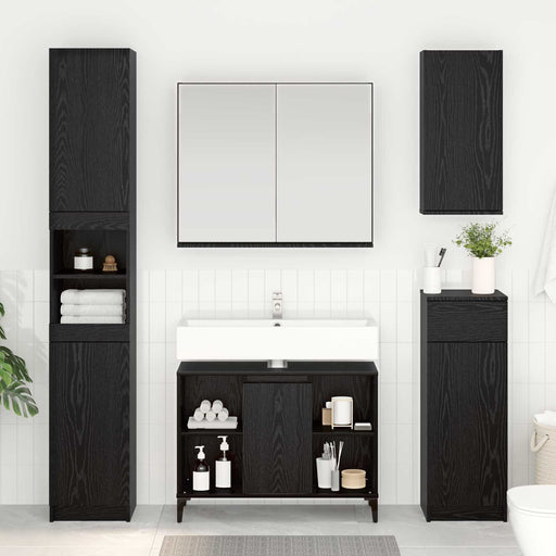 Dulap de chiuvetă cu raft cu ușă Stejar Negru 80 x 33 x 60 cm - WALTI WALTI