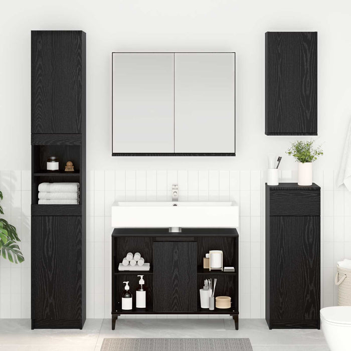 Dulap de chiuvetă cu raft cu ușă Stejar Negru 80 x 33 x 60 cm - WALTI WALTI