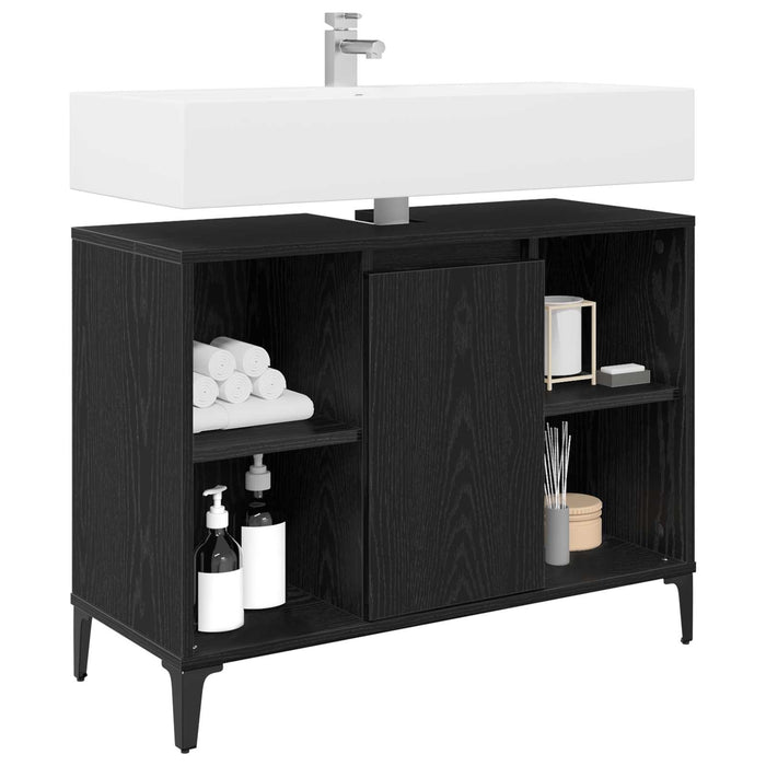 Dulap de chiuvetă cu raft cu ușă Stejar Negru 80 x 33 x 60 cm - WALTI WALTI