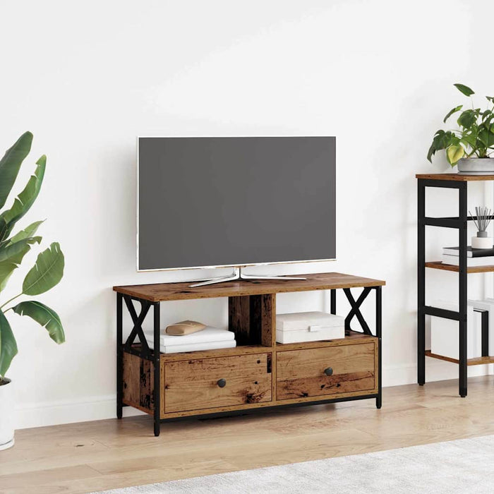 Cabinet TV Lemn Vechi 90 x 33 x 45 cm Lemn ingineresc și oțel - WALTI WALTI