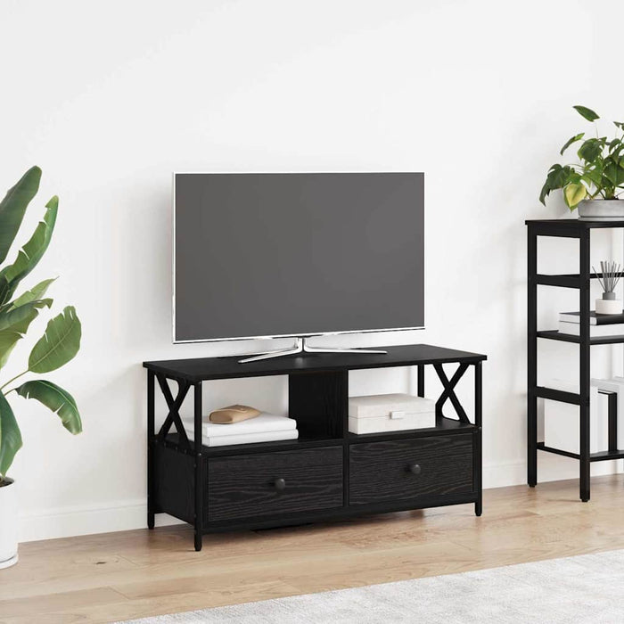 Cabinet TV Stejar Negru 90 x 33 x 45 cm Lemn ingineresc și oțel - WALTI WALTI