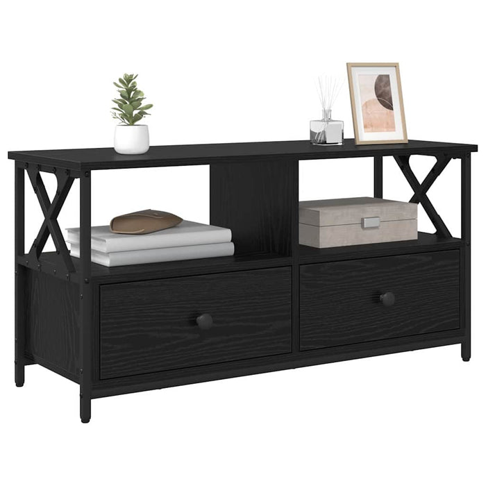 Cabinet TV Stejar Negru 90 x 33 x 45 cm Lemn ingineresc și oțel - WALTI WALTI