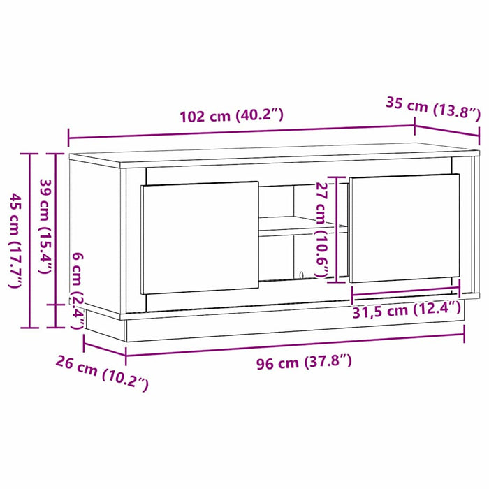 Cabinet TV Stejar Artizanal 102 x 35 x 45 cm Lemn compozit - WALTI WALTI