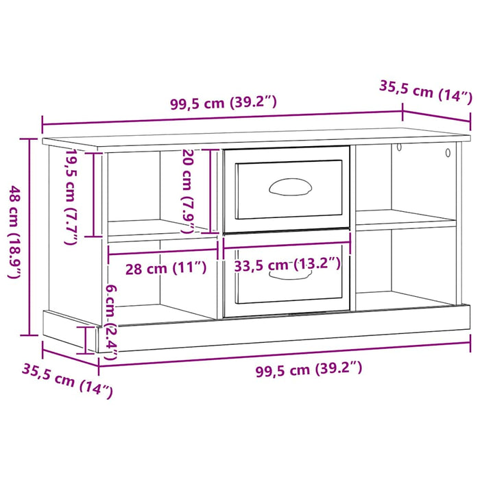 Cabinet TV Stejar Artizanal 99,5 x 35,5 x 48 cm Lemn compozit - WALTI WALTI