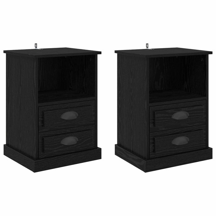 Dulap de noapte cu sertar 2 pcs Stejar Negru 36 x 43 x 60 cm WALTI