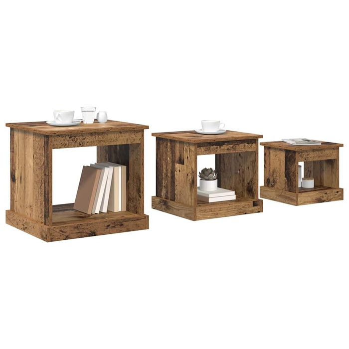 Masă de cafea 3 pcs Lemn Vechi Lemn compozit - WALTI WALTI