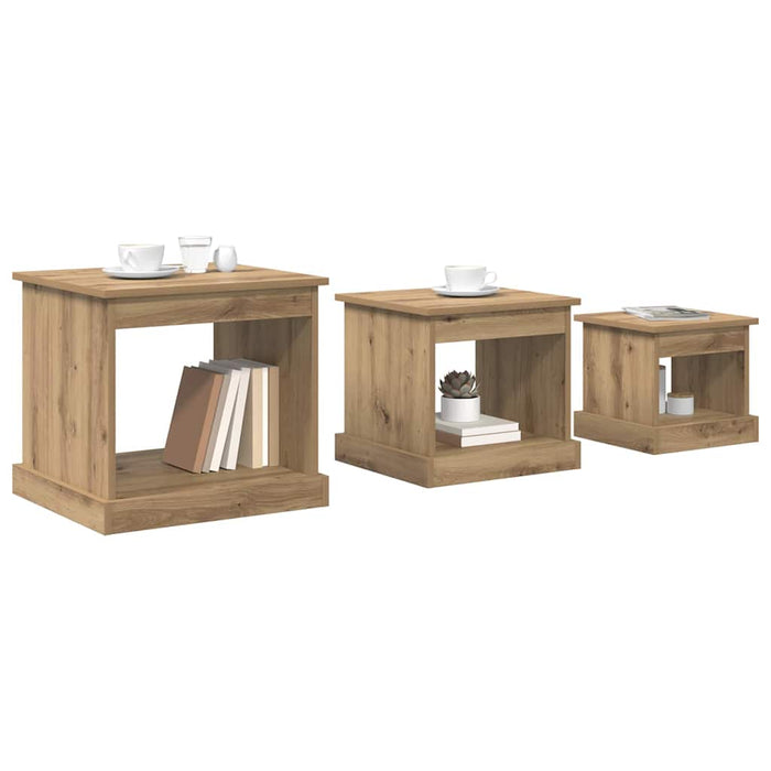 Masă de cafea 3 pcs Stejar Artizanal Lemn compozit - WALTI WALTI