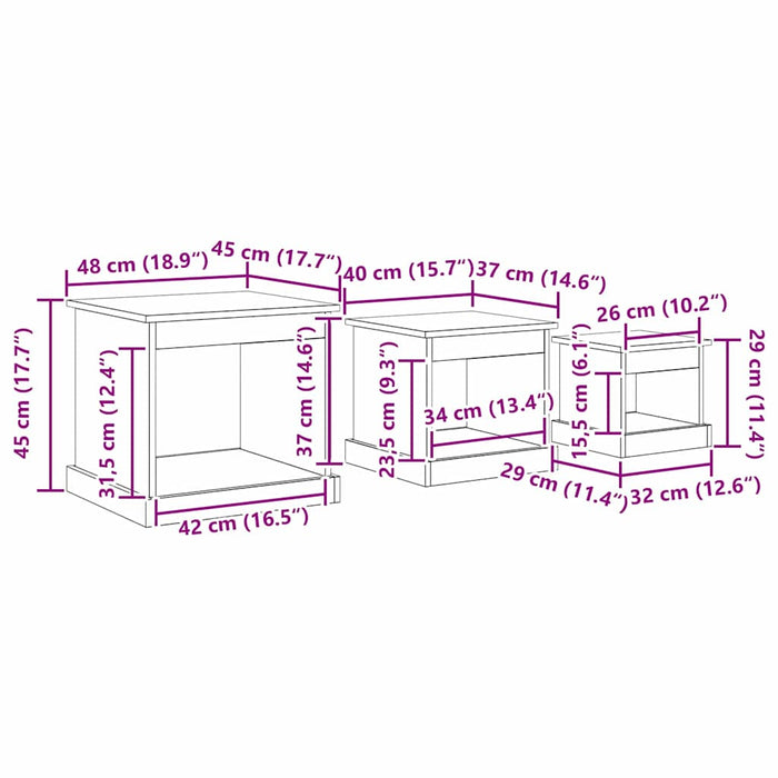 Masă de cafea 3 pcs Stejar Artizanal Lemn compozit - WALTI WALTI
