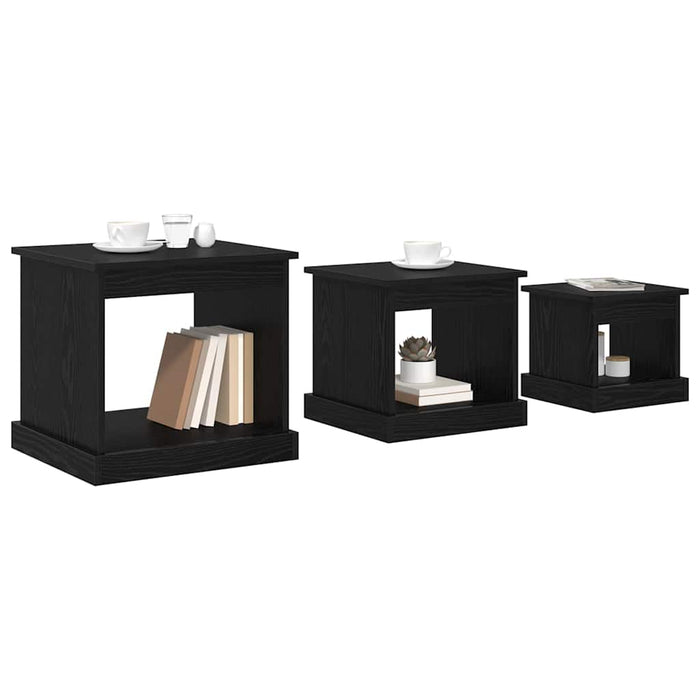 Masă de cafea 3 pcs Stejar Negru Lemn compozit - WALTI WALTI