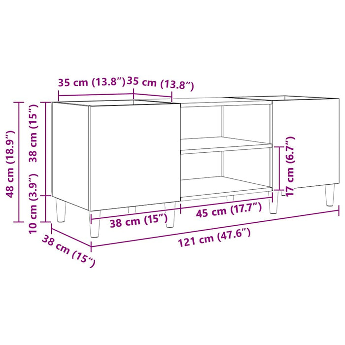 Dulap pentru discuri de vinil Lemn Vechi 121 x 38 x 48 cm - WALTI WALTI